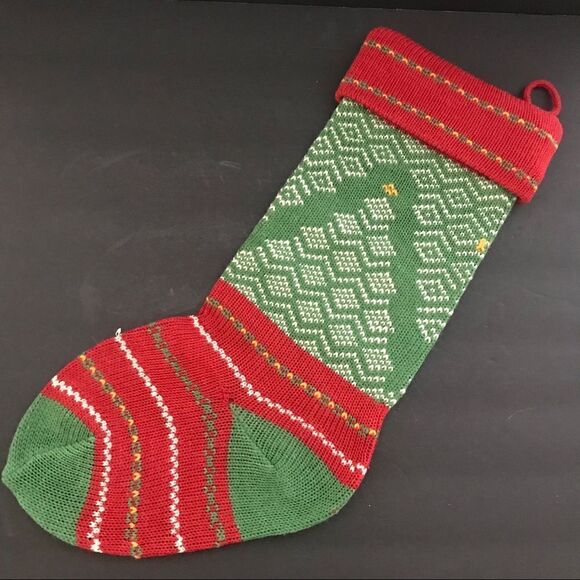 Vintage style knit sock Christmas stocking - Picture 1 of 4
